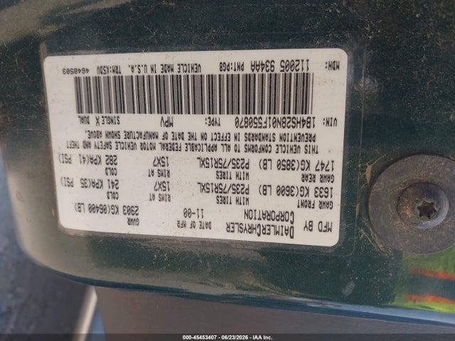 Auction sale of the 2001 Dodge Durango, vin: 1B4HS28N01F550870, lot number: 45453407