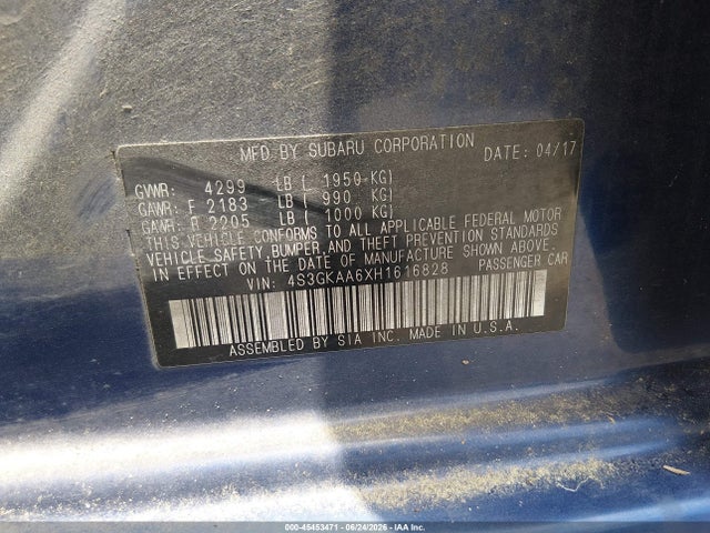 Продажа на аукционе авто 2017 Subaru Impreza 2.0i, vin: 4S3GKAA6XH1616828, номер лота: 45453471