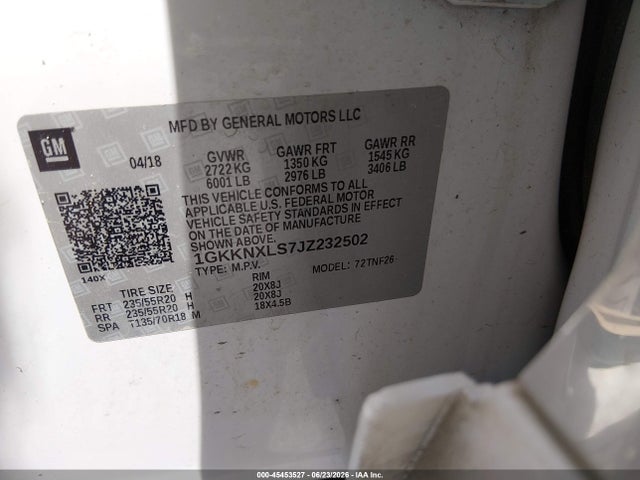 Продаж на аукціоні авто 2018 Gmc Acadia Denali, vin: 1GKKNXLS7JZ232502, номер лоту: 45453527
