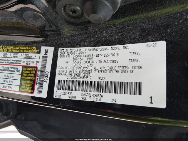 Toyota Tundra Sr5 2022 5TFLA5AA7NX009517 Image 9