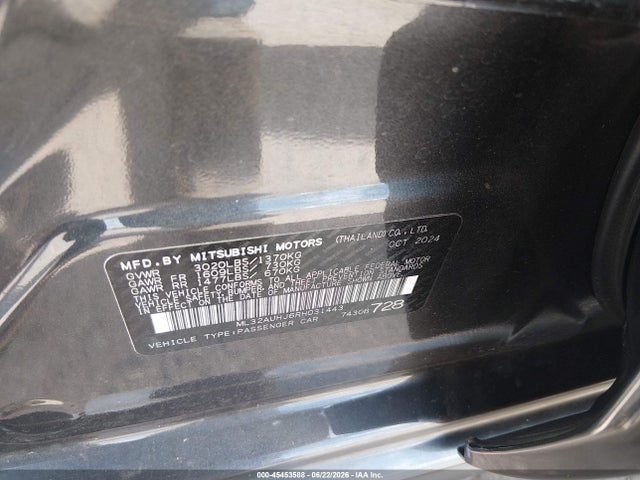 2024 Mitsubishi Mirage Es/le მანქანა იყიდება აუქციონზე, vin: ML32AUHJ6RH031443, აუქციონის ნომერი: 45453588