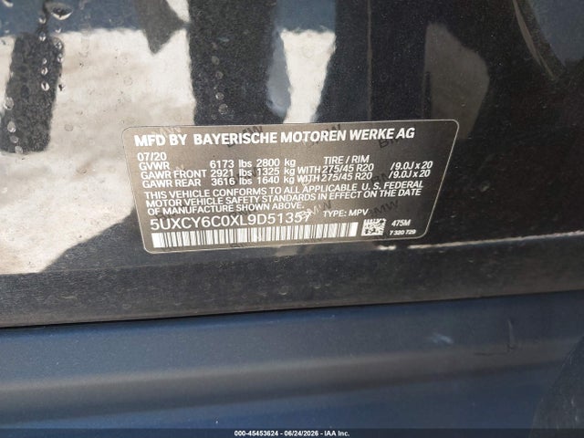 Продажа на аукционе авто 2020 Bmw X6 Xdrive40i, vin: 5UXCY6C0XL9D51357, номер лота: 45453624