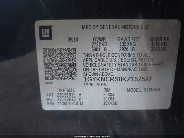 Cadillac XT5 LUXURY 2019 1GYKNCRS8KZ152522 Image 9