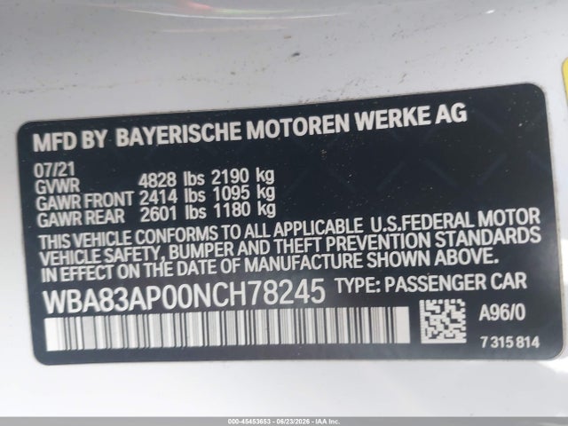 WBA83AP00NCH78245 BMW M440I