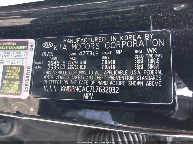 Aukcja sprzedaży 2020 Kia Sportage Ex, vin: KNDPNCAC7L7632032, numer aukcji: 45453695
