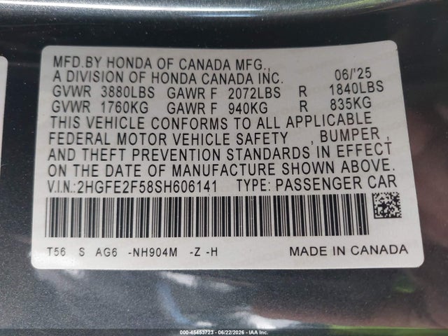 Honda Civic Sport 2025 2HGFE2F58SH606141 Image 9