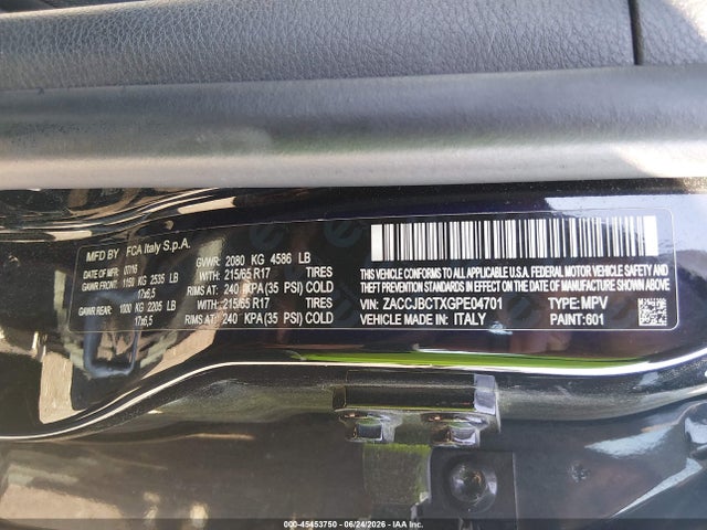 45453750 :رقم المزاد ، ZACCJBCTXGPE04701 vin ، 2016 Jeep Renegade Trailhawk مزاد بيع