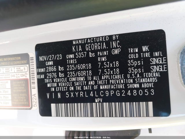 KIA SORENTO S 2023 5XYRL4LC9PG248053 Image 9