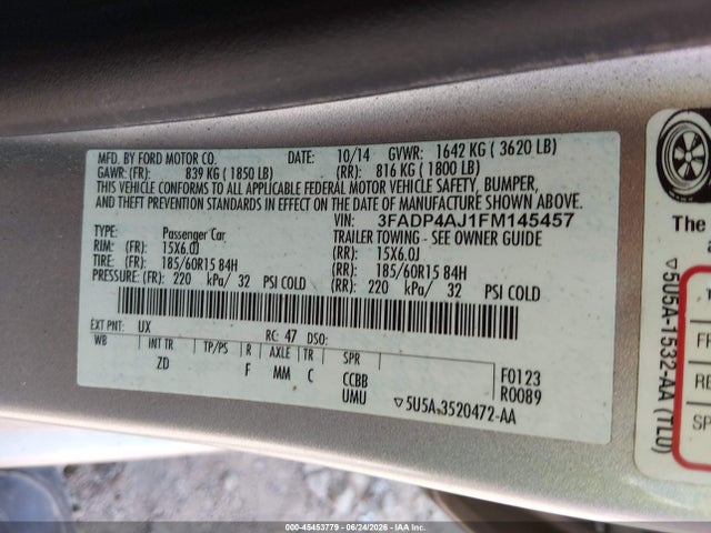 Ford FIESTA S 2015 3FADP4AJ1FM145457 Image 9