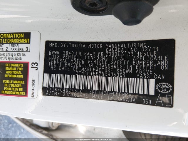 Продажа на аукционе авто 2011 Toyota Corolla Le, vin: 2T1BU4EE7BC605361, номер лота: 45453899