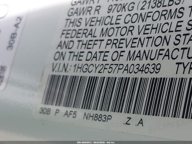 1HGCY2F57PA034639 Honda Accord Hybrid Sport