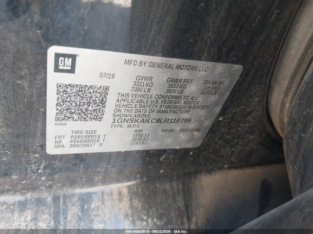 1GNSKAKC8LR116795 Chevrolet Tahoe 4wd Ls