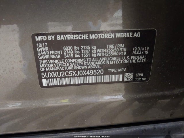 Продаж на аукціоні авто 2018 Bmw X6 Xdrive35i, vin: 5UXKU2C5XJ0X49520, номер лоту: 45453942