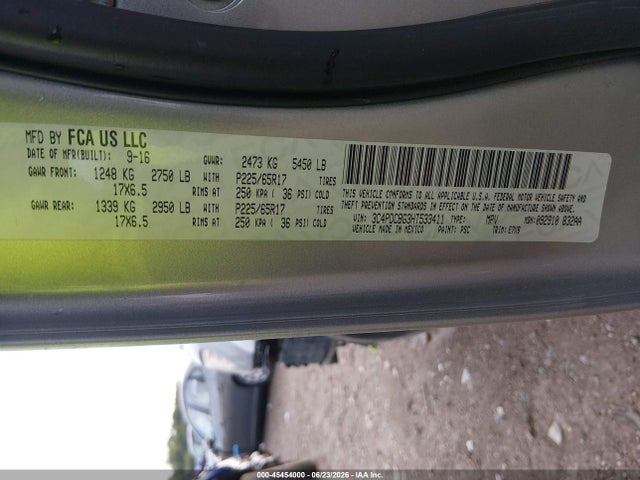 2017 Dodge Journey Sxt მანქანა იყიდება აუქციონზე, vin: 3C4PDCBG3HT533411, აუქციონის ნომერი: 45454000