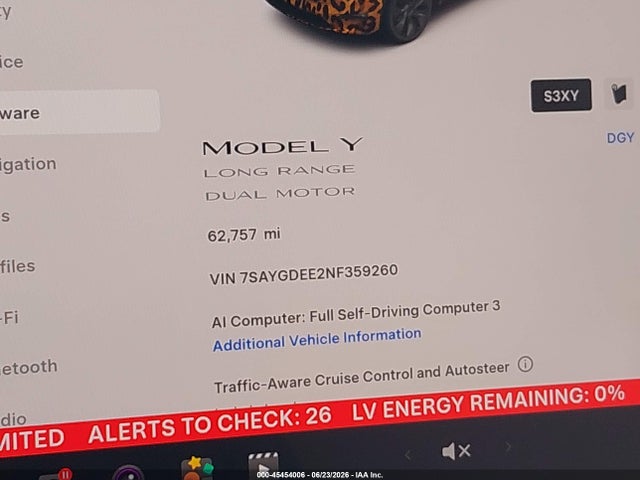 Auction sale of the 2022 Tesla Model Y Long Range Dual Motor All-wheel Drive, vin: 7SAYGDEE2NF359260, lot number: 45454006