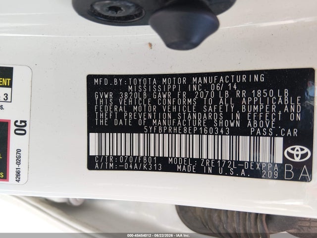 Toyota Corolla Le Eco Plus 2014 5YFBPRHE8EP160343 Image 9