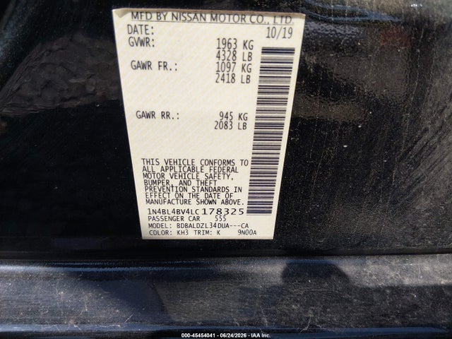 1N4BL4BV4LC178325 Nissan Altima S Fwd