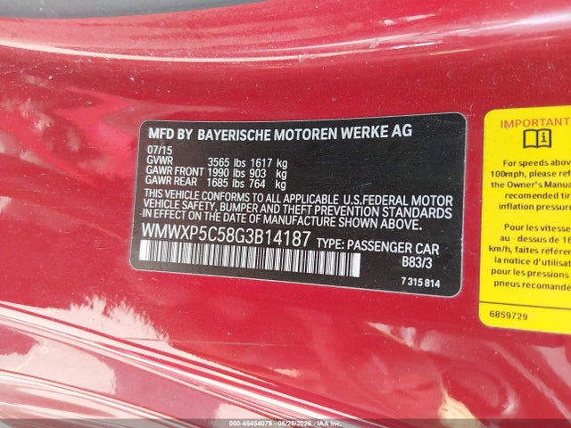 Продаж на аукціоні авто 2016 Mini Hardtop Cooper, vin: WMWXP5C58G3B14187, номер лоту: 45454079