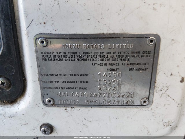 1992 Isuzu Npr მანქანა იყიდება აუქციონზე, vin: JALC4B1K4N7002621, აუქციონის ნომერი: 45454092