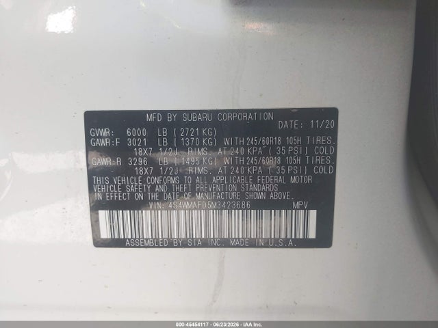 Subaru Ascent Premium 2021 4S4WMAFD5M3423686 Image 9