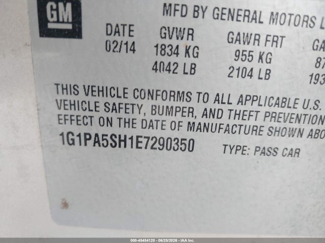 1G1PA5SH1E7290350 Chevrolet Cruze Ls Auto