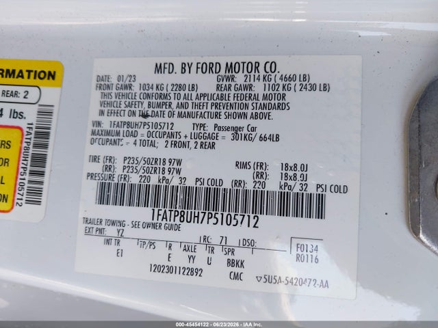 1FATP8UH7P5105712 Ford Mustang Ecoboost /ecoboost Premium