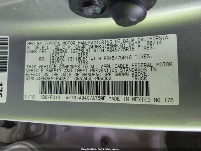 Продаж на аукціоні авто 2014 Toyota Tacoma Base V6, vin: 3TMLU4EN2EM164397, номер лоту: 45454158