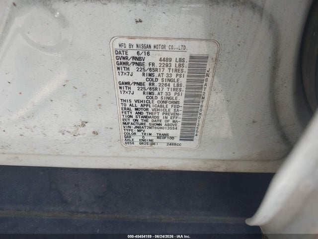 Aukcja sprzedaży 2016 Nissan Rogue S, vin: JN8AT2MT8GW013554, numer aukcji: 45454189