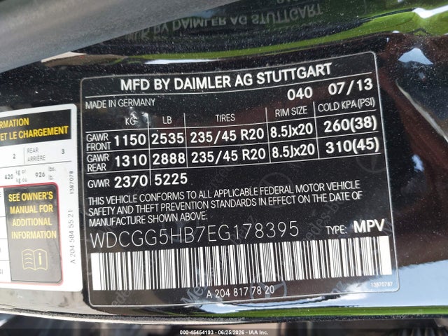 Aukcja sprzedaży 2014 Mercedes-benz Glk 350, vin: WDCGG5HB7EG178395, numer aukcji: 45454193