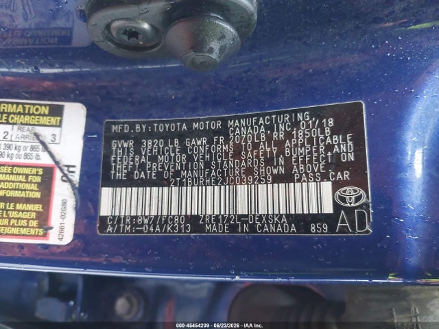 2T1BURHE2JC039259 Toyota Corolla L/le/se/xle/xse