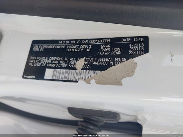 Aukcja sprzedaży 2015 Volvo S80 T5 Platinum, vin: YV126MAD2F1184595, numer aukcji: 45454229