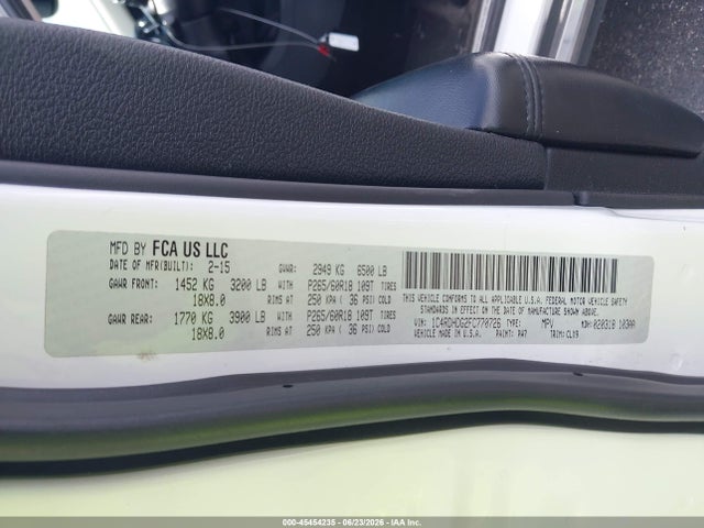 Продажа на аукционе авто 2015 Dodge Durango Limited, vin: 1C4RDHDG2FC770726, номер лота: 45454235