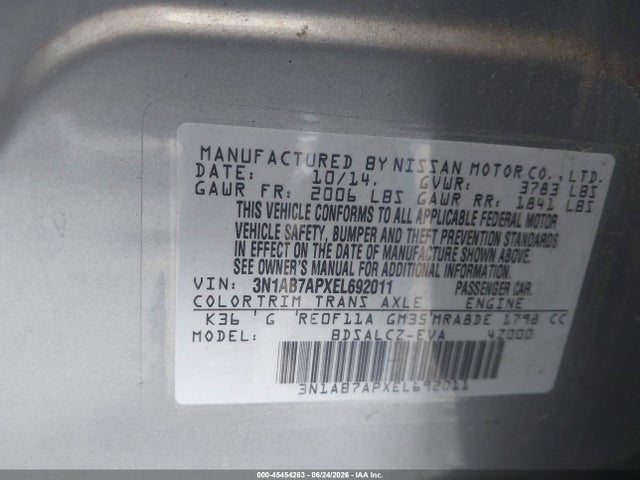 Nissan SENTRA S 2014 3N1AB7APXEL692011 Image 9