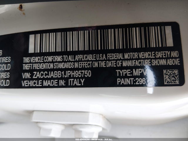 Продажа на аукционе авто 2018 Jeep Renegade Latitude Fwd, vin: ZACCJABB1JPH95750, номер лота: 45454290