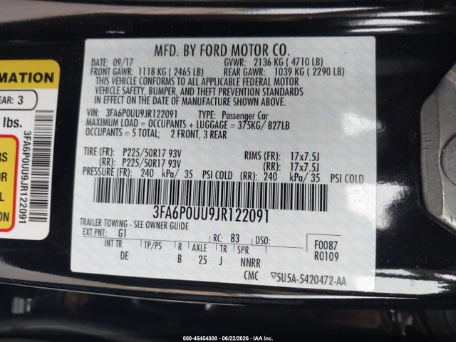 Ford Fusion Hybrid S 2018 3FA6P0UU9JR122091 Image 9