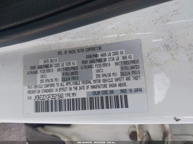 45454320 :رقم المزاد ، JM3KE2DY2F0521548 vin ، 2015 Mazda Cx-5 Grand Touring مزاد بيع
