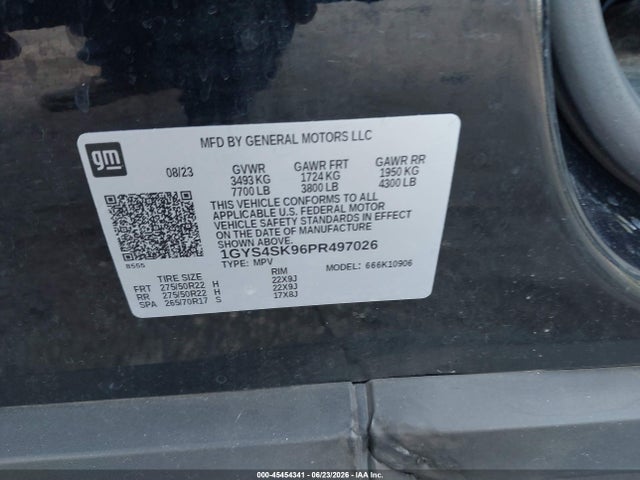 Aukcja sprzedaży 2023 Cadillac Escalade Esv 4wd V-series, vin: 1GYS4SK96PR497026, numer aukcji: 45454341