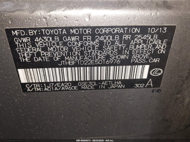Lexus IS 250 2014 JTHBF1D22E5016976 Image 9