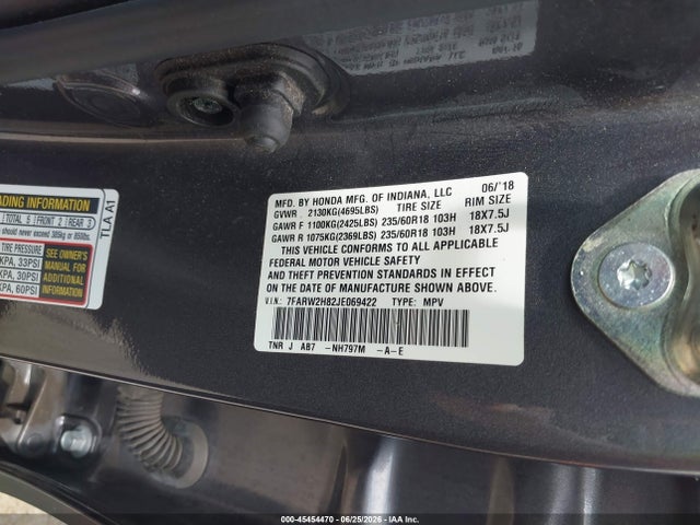 7FARW2H82JE069422 Honda Cr-v Ex-l/ex-l Navi