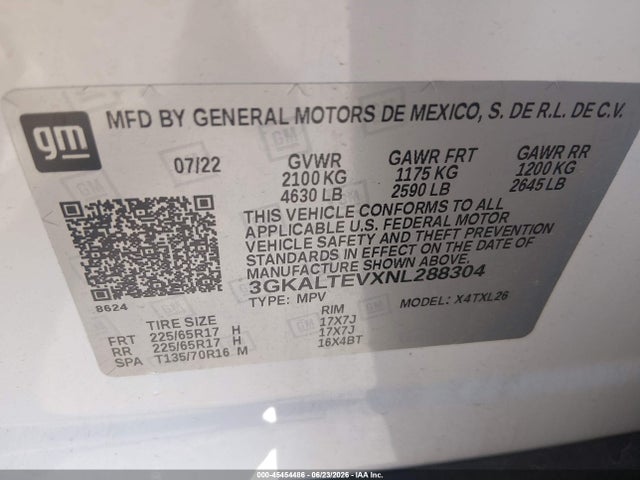 Продаж на аукціоні авто 2022 Gmc Terrain Awd Sle, vin: 3GKALTEVXNL288304, номер лоту: 45454486