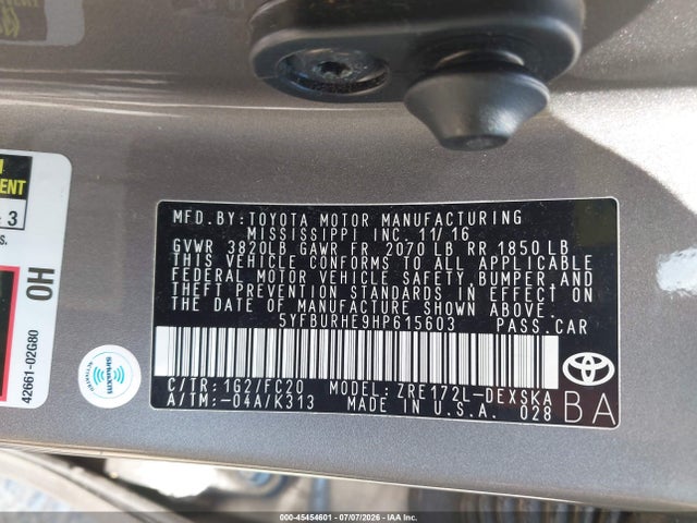 Toyota COROLLA SE 2017 5YFBURHE9HP615603 Image 9