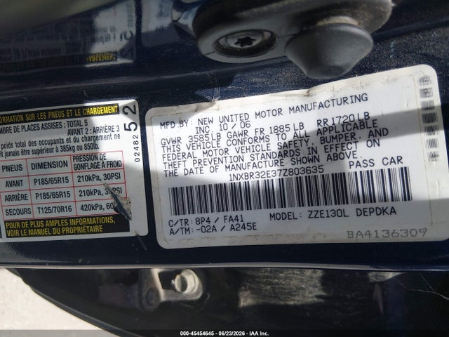 Продажа на аукционе авто 2007 Toyota Corolla Ce, vin: 1NXBR32E37Z803635, номер лота: 45454645