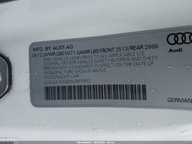 Aukcja sprzedaży 2013 Audi A5 2.0t Premium, vin: WAULFAFH2DN005902, numer aukcji: 45454672
