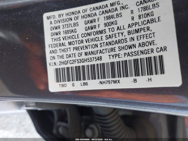 Honda Civic Lx 2016 2HGFC2F53GH537548 Image 9