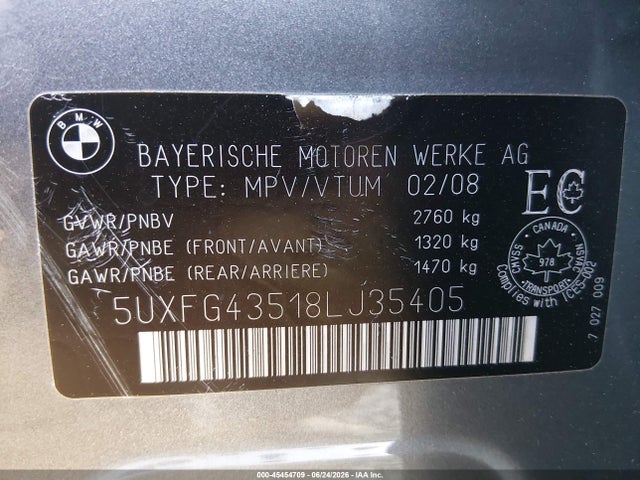 Aukcja sprzedaży 2008 Bmw X6 Xdrive35i, vin: 5UXFG43518LJ35405, numer aukcji: 45454709