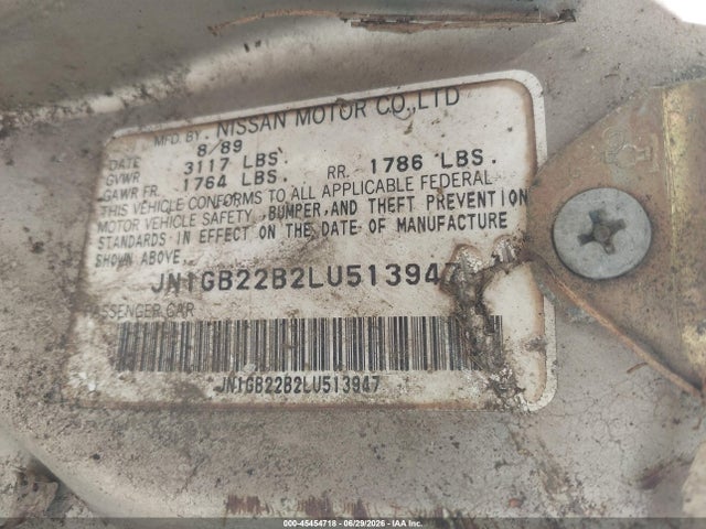 Продаж на аукціоні авто 1990 Nissan Sentra, vin: jn1gb22b2lu513947, номер лоту: 45454718