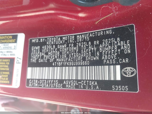 Toyota CAMRY SE 2016 4T1BF1FK9GU999660 Image 9