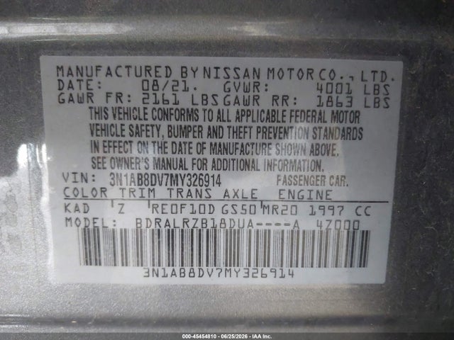 3N1AB8DV7MY326914 Nissan Sentra Sr Xtronic Cvt