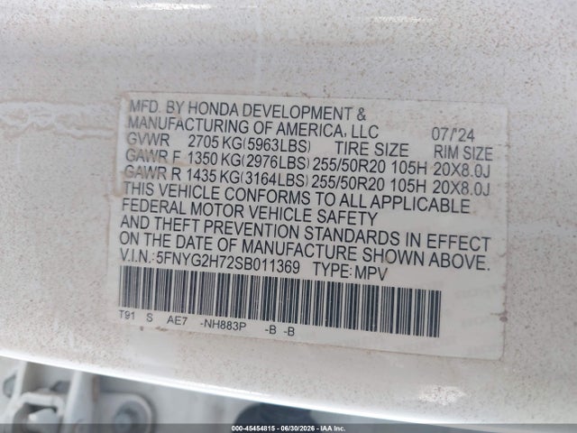 Honda Pilot Touring 2025 5FNYG2H72SB011369 Image 9