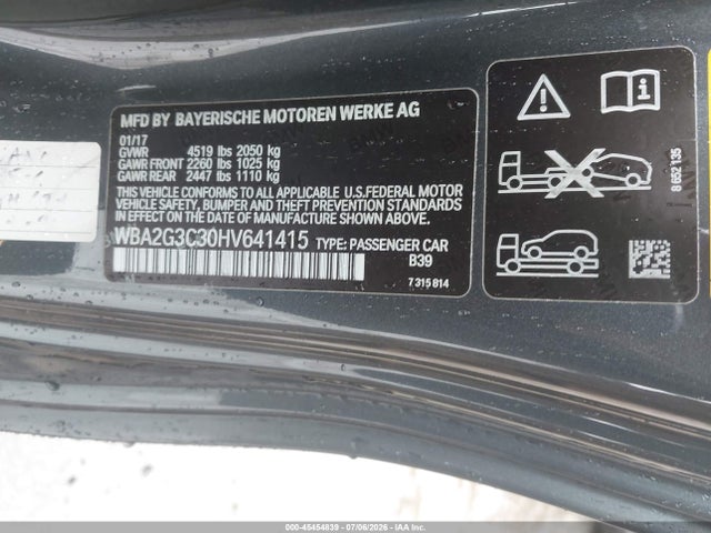 45454839 :رقم المزاد ، WBA2G3C30HV641415 vin ، 2017 Bmw M240i Xdrive مزاد بيع